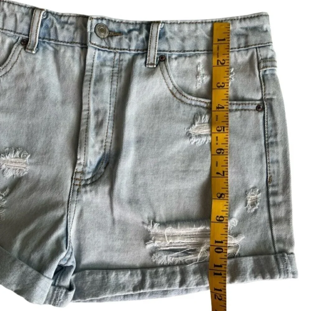 Light Blue Distressed Denim Shorts